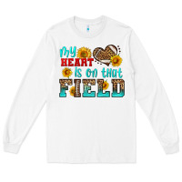 White my heart is on that field american football Long Sleeve Tee - HRA Design Shop