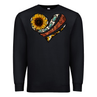 Black western sunflower cowhide  heart Premium Sweatshirt - Jasminsmagicworld