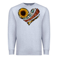Heather Grey western sunflower cowhide  heart Premium Sweatshirt - Jasminsmagicworld