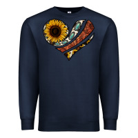 Navy western sunflower cowhide  heart Premium Sweatshirt - Jasminsmagicworld