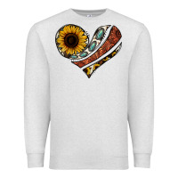 Oatmeal Heather western sunflower cowhide  heart Premium Sweatshirt - Jasminsmagicworld