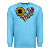 Ocean Blue western sunflower cowhide  heart Premium Sweatshirt - Jasminsmagicworld