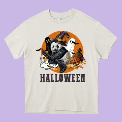 Hallowen Panda Heavy Core Tee Designed By Lillyallendesigns