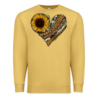 Western Sunflower Leopard Cowhide Heart Premium Sweatshirt | Teevron