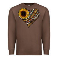 Chestnut western sunflower leopard cowhide heart Premium Sweatshirt - Jasminsmagicworld