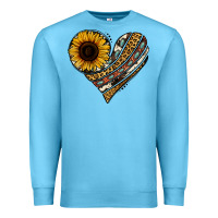 Ocean Blue western sunflower leopard cowhide heart Premium Sweatshirt - Jasminsmagicworld