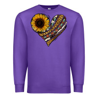 Purple western sunflower leopard cowhide heart Premium Sweatshirt - Jasminsmagicworld