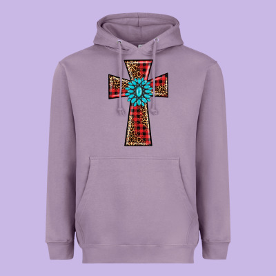 Christmas Cross Heavyweight Hoodie Designed By Barkaloodesign