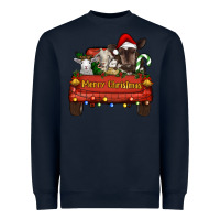 Navy Merry Christmas Truck Farm Animals Heavyweight Sweatshirt - RanaPortraitStore