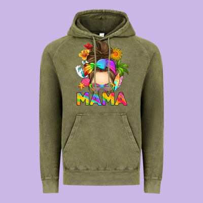 Messy Bun Mama Summer Vintage Hoodie Designed By Ranaportraitstore