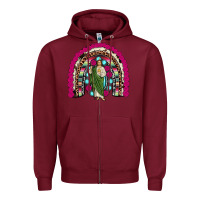 Burgundy san judas rainbow Zipper Hoodie - JahusDesignShop