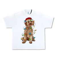 White cockapoo with christmas lights Urban Heavy Tee - RanaPortraitStore