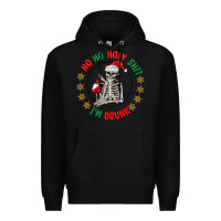 Black ho ho holly shit skeleton santa Premium Hoodie - MaliasSmallBusiness