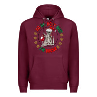 Burgundy ho ho holly shit skeleton santa Premium Hoodie - MaliasSmallBusiness