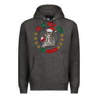 Charcoal Heather ho ho holly shit skeleton santa Premium Hoodie - MaliasSmallBusiness