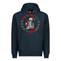Navy ho ho holly shit skeleton santa Premium Hoodie - MaliasSmallBusiness
