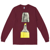Burgundy yellow highlighter pen fa element Long Sleeve Tee - FaDigitalArtStudio
