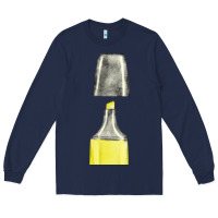 Navy yellow highlighter pen fa element Long Sleeve Tee - FaDigitalArtStudio