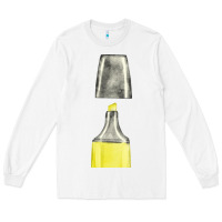 White yellow highlighter pen fa element Long Sleeve Tee - FaDigitalArtStudio