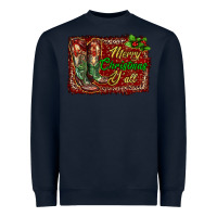 Navy Merry Christmas Y'all Boots Heavyweight Sweatshirt - RanaPortraitStore