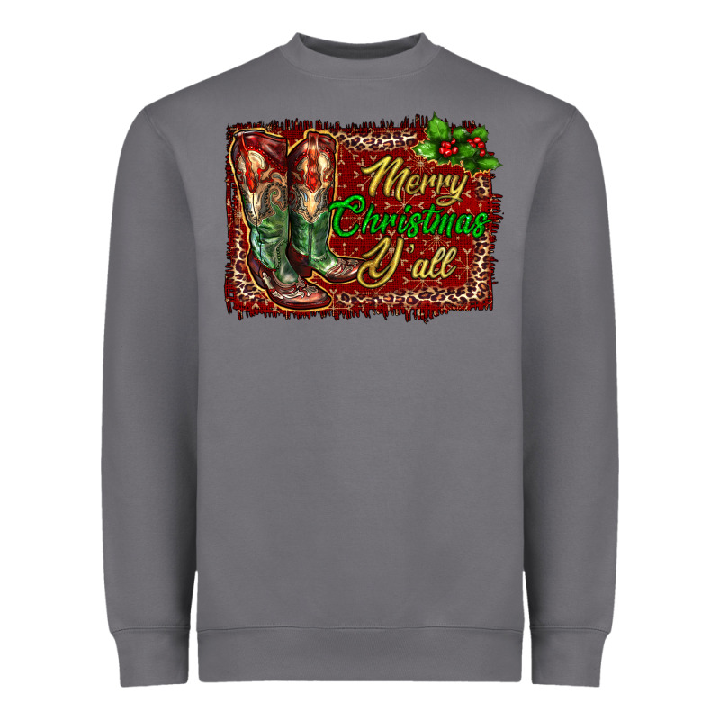 Merry Christmas Y'all Boots Heavyweight Sweatshirt by RanaPortraitStore | Teevron