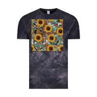 Cloud Black western sunflowers turquoise cowhide seamless background Vintage Tee - RanaPortraitStore