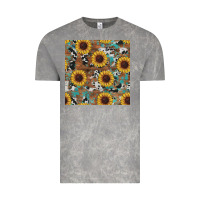 Cloud Rock western sunflowers turquoise cowhide seamless background Vintage Tee - RanaPortraitStore