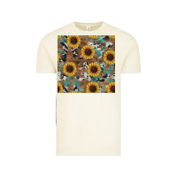 Vintage Arctic western sunflowers turquoise cowhide seamless background Vintage Tee - RanaPortraitStore