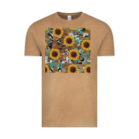 Vintage Camel western sunflowers turquoise cowhide seamless background Vintage Tee - RanaPortraitStore