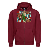 Burgundy san judas leopard cowhide background Zipper Hoodie - JahusDesignShop