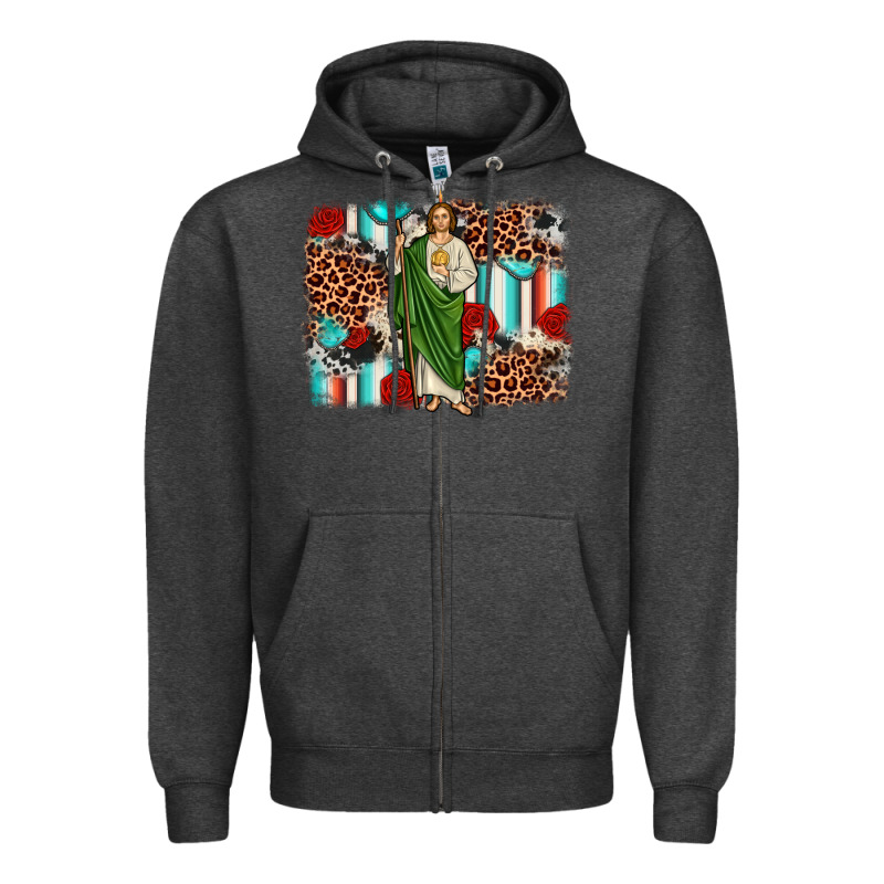 San Judas Leopard Cowhide Background Zipper Hoodie by JahusDesignShop | Teevron