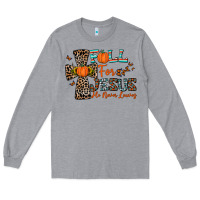 Heather Grey fall for jesus he never leaves Long Sleeve Tee - CowhideDigitalArt