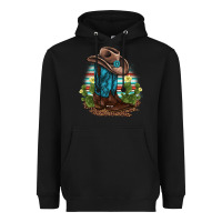 Black western boots and hat cactus leopard serape pattern Heavyweight Hoodie - BarkalooDesign