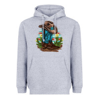 Heather Grey western boots and hat cactus leopard serape pattern Heavyweight Hoodie - BarkalooDesign