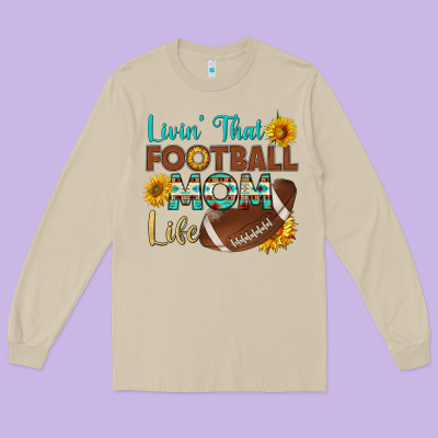 Livin' That Football Mom Life Long Sleeve Tee Designed By Hra Design Shop