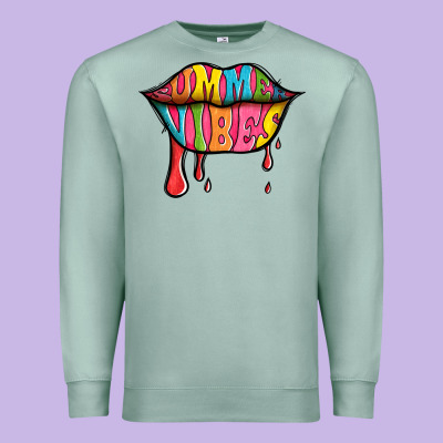 Summer Vibes Lips Premium Sweatshirt Designed By Jasminsmagicworld