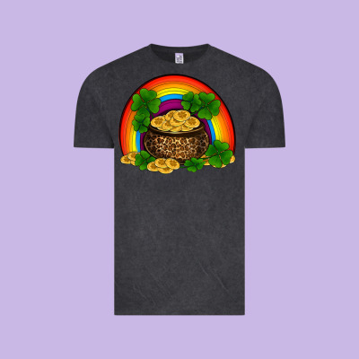 St Patricks Shamrock Gold Leopard Rainbow Vintage Tee Designed By Ranaportraitstore