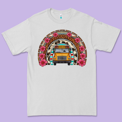 School Bus Leopard Cowhide Rainbow Premium Tee Designed By Artiststas