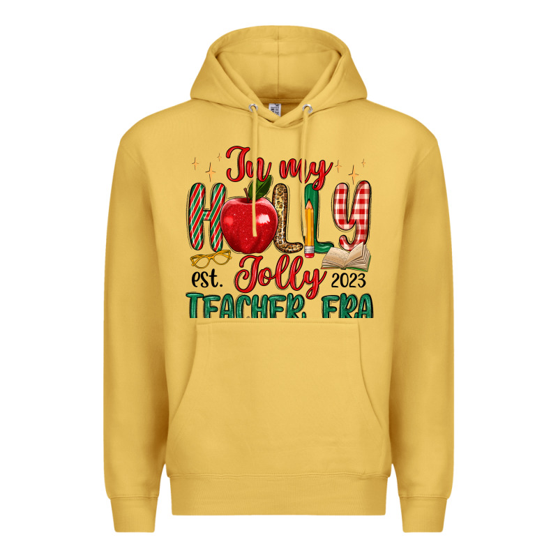 In My Holly Jolly Teacher Era Premium Hoodie by MaliasSmallBusiness | Teevron