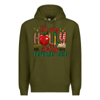 Army Green in my holly jolly teacher era Premium Hoodie - MaliasSmallBusiness