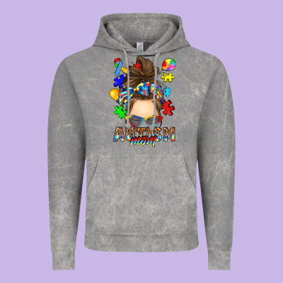 Messy Bun Autism Mom Vintage Hoodie Designed By Ranaportraitstore