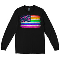 Black american flag and lgbt flag  background Long Sleeve Tee - HRA Design Shop