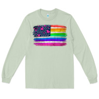 Matcha american flag and lgbt flag  background Long Sleeve Tee - HRA Design Shop