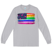 Moon Dust american flag and lgbt flag  background Long Sleeve Tee - HRA Design Shop