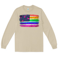 Mushroom american flag and lgbt flag  background Long Sleeve Tee - HRA Design Shop
