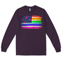 Plum american flag and lgbt flag  background Long Sleeve Tee - HRA Design Shop