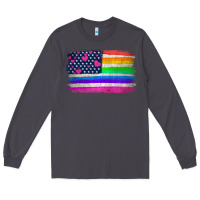 Smoke american flag and lgbt flag  background Long Sleeve Tee - HRA Design Shop