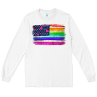 White american flag and lgbt flag  background Long Sleeve Tee - HRA Design Shop