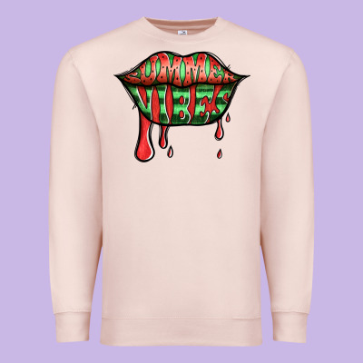Summer Vibes Watermelon Lips Premium Sweatshirt Designed By Jasminsmagicworld