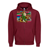 Burgundy san judas leopard cowhide sunflower background Zipper Hoodie - JahusDesignShop